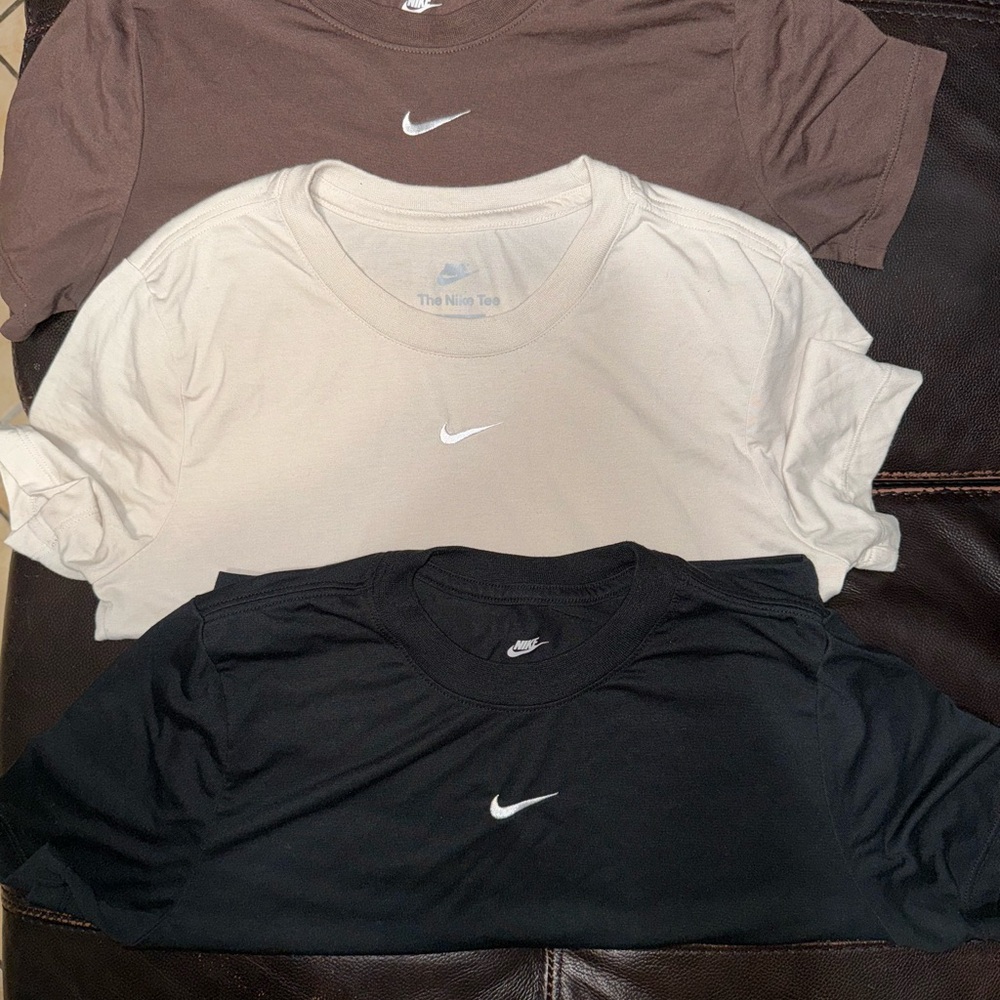 Nike Women's Crop Tops - Brown, Cream, and Black
